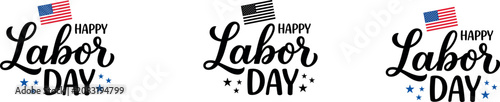 Happy labor day greetings and celebrations with patriotic american flags