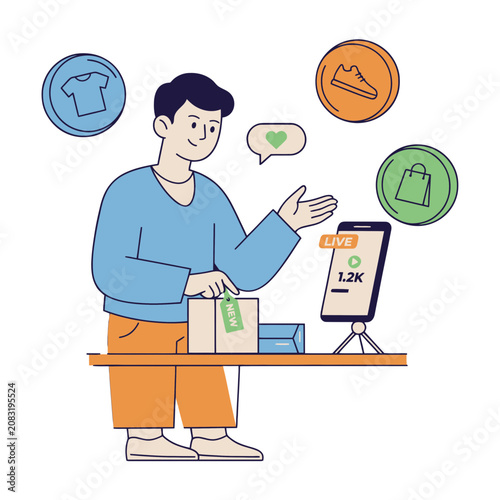 Man Packaging Items for Online Sale