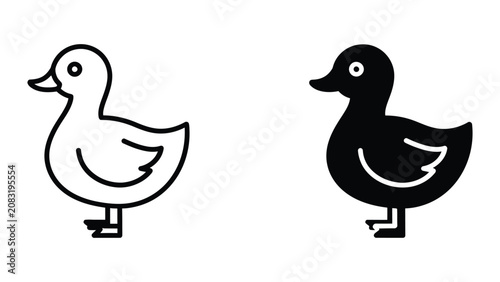 Konstfotografi Professional Minimal Vector Icon Duck icon set Editable Stroke, Outline and Soli