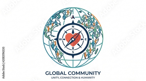 Global Community Unity Connection and Humanity Around the World Vector Illustration