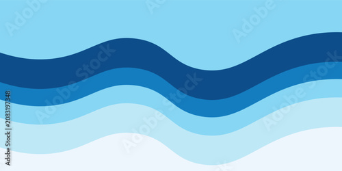 Seamless sea waves layered vector background. Blue ocean waves. Water wave pattern design.