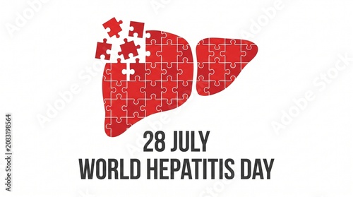 World Hepatitis Day July 28 Puzzle Liver Disease Awareness Medical Vector Illustration