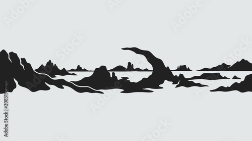 Tableau sur toile Abstract rock formation silhouette landscape