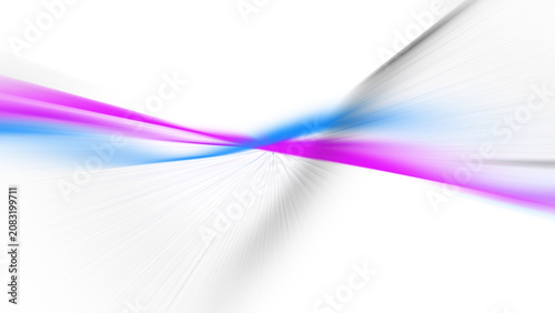 Intersecting Blue and Pink Neon Light Rays and Waves on Black