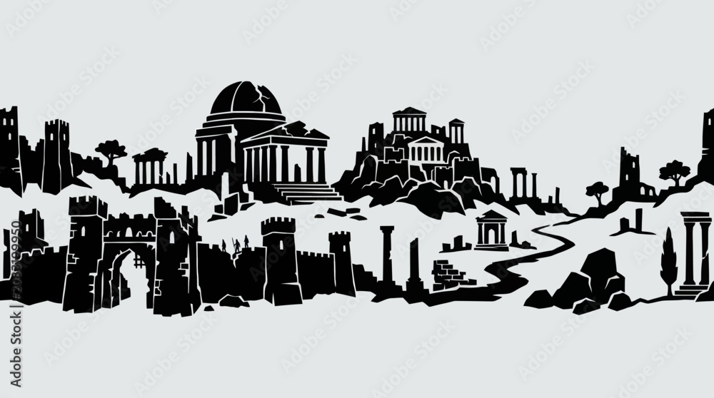 Obraz premium Ancient cityscape silhouette