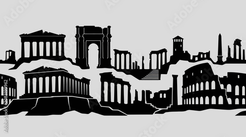 Konstfotografi Ancient city ruins silhouette