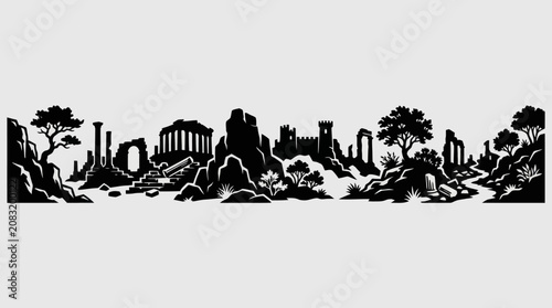 Tableau sur toile Ancient ruin landscape panorama