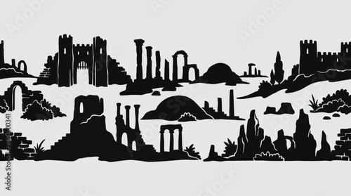 Bild auf Leinwand Ancient ruin silhouette panorama