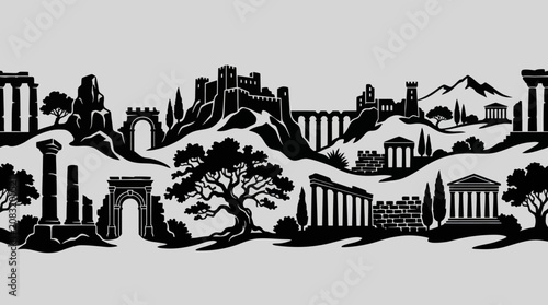 Photography Ancient ruins and historical architecture panorama