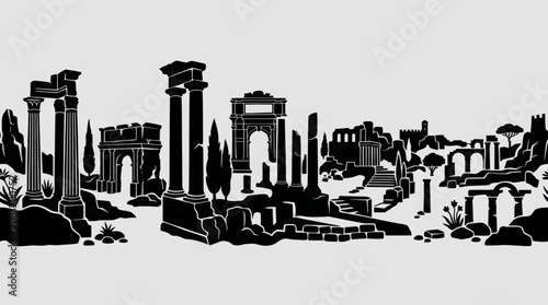 Photos Ancient ruins silhouette landmark panorama
