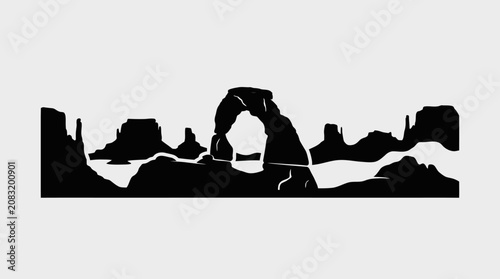 Принти на полотні Arches natural rock formation silhouette