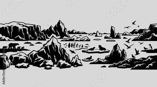 Canvastavla Arctic and antarctic wildlife scene