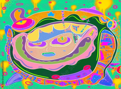 Foto Vibant abstract automatic drawing with surrealistic pattern and spiritual pop art style