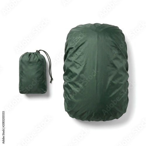 Green Waterproof Protective Cover with Matching Storage Drawstring Pouch for Outdoor Gear and Travel Luggage