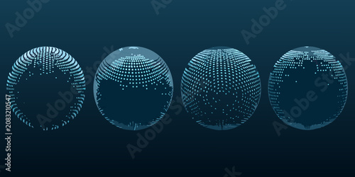 Canvastavla digital wireframe globes vector illustration geometric spheres