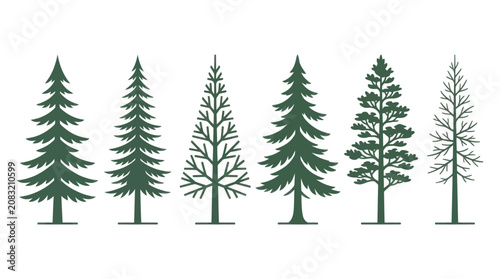 Collection of evergreen tree silhouettes
