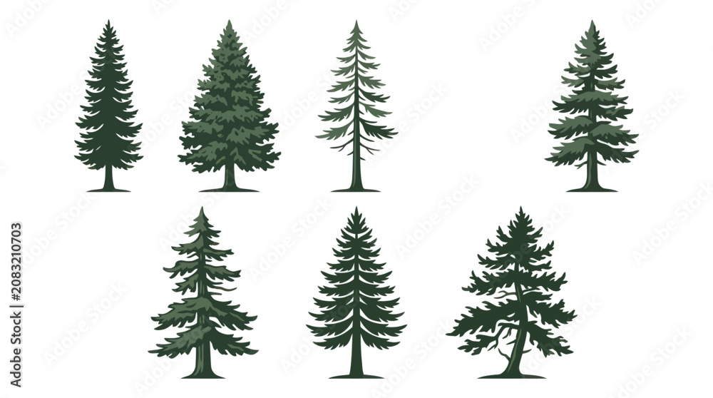 Obraz premium Collection of evergreen trees