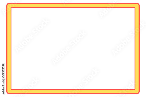 Minimalist Yellow and Red Rectangular Frame Rounded Corners Border Geometric Panel Lines Isolated on Transparent Background