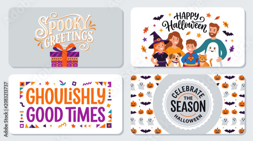 Quadro su tela Happy halloween celebration greeting card designs