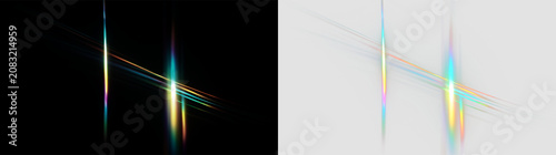 Slika na platnu Colorful light lines cross each other on a transparent background creating visua