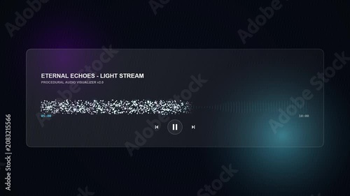 Abstract Digital Audio Waveform Animation - Glassmorphism UI