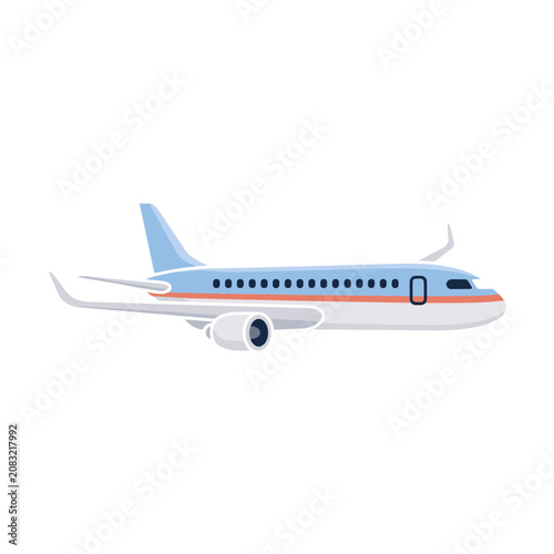 Flat illustration of a commercial airplane side view