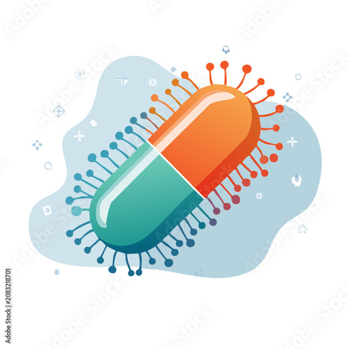 Colorful virus cell vector illustration