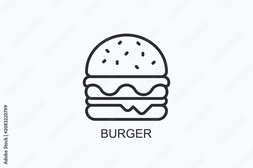 Fototapeta premium Burger Icon Or Logo Isolated Vector Illustration