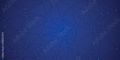 Dark blue network connections background with nodes and lines