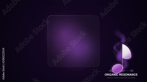 Abstract Purple Glassmorphism Square with Music Note Animation