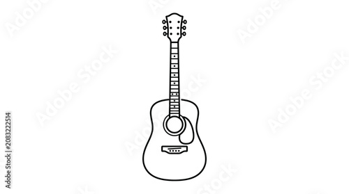 Obraz na płótnie Acoustic Guitar Outline Vector Illustration