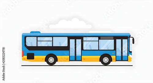 Modern Blue and Yellow City Bus Illustration for Public Transportation