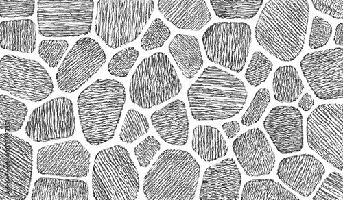 Photos Black and white illustration of irregular stone wall pattern background