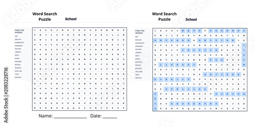 Foto School Subjects Vocabulary Word Search