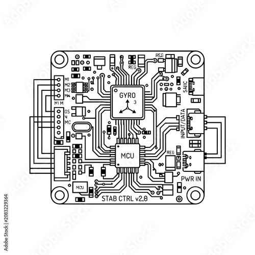 Gyroscope Sensor Controller PCB Technical Diagram
