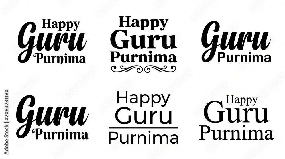 Fototapeta premium Happy Guru Purnima Typography – Spiritual Calligraphy for Indian Festival Greeting