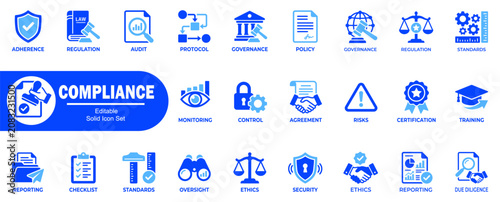 Vászonkép Compliance editable icons set