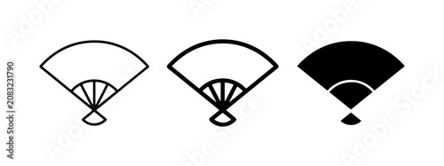 Japanese Fan Icons, Traditional Hand Fan Vector Graphics, Elegant Folding Fan Symbols