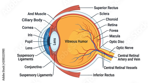 Tableau sur toile Human Eye Anatomy Educational Infographic
