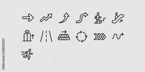 Fotografie Icon set collection of navigational arrows, wayfinding indicators, and movement