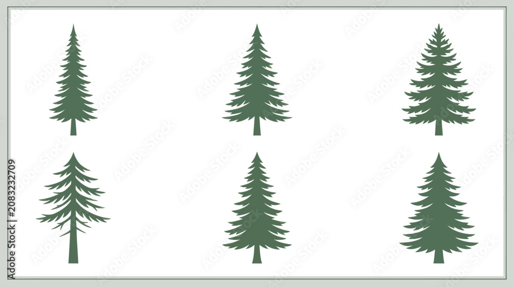 Obraz premium Pine tree icons set
