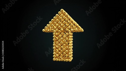 Golden Arrow Pointing Upwards on Black Background, Symbolizing Growth and Success.