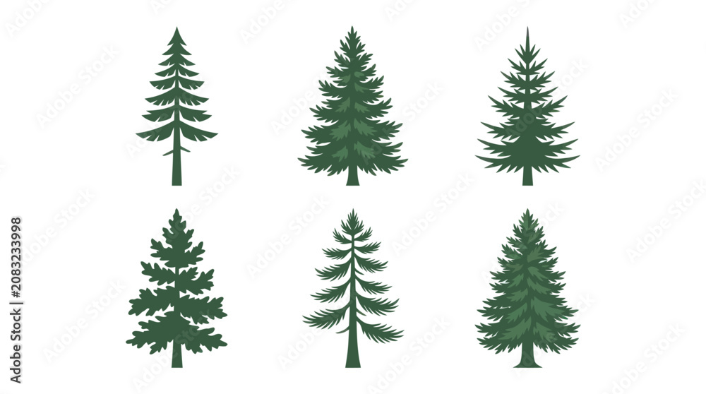 Obraz premium Set of evergreen tree icons