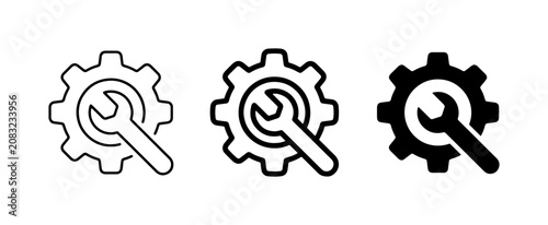 фотографія Gear and Wrench Icons: Industrial Settings, Mechanical Repair, Technical Support