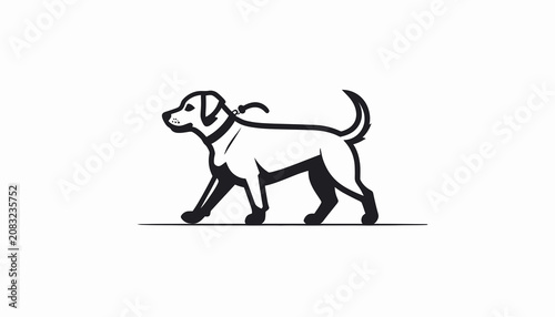 Obraz na płótnie Dog Walking Side View Silhouette Illustration.