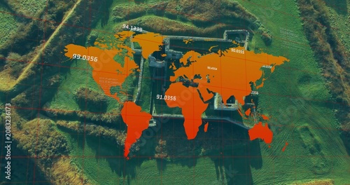 Tableau sur toile On playback orange map centering over fortress, fading in, revealing numeric lab
