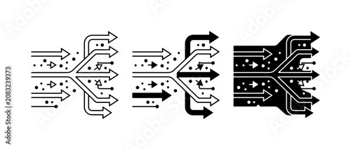 Fotografía Flowchart Arrows, Data Streams, and Network Paths: Vector Icons for Business and