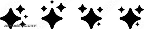 Set of generated AI icons. AI star symbol with a pointed and rounded tip. AI logotype. Artificial intelligence concept. Icon element for app and web. AI icon with shield protected. AI star icon. EPS10