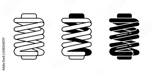 Foto Coil Spring Icons, Mechanical Component Vector Set, Industrial Element Graphics