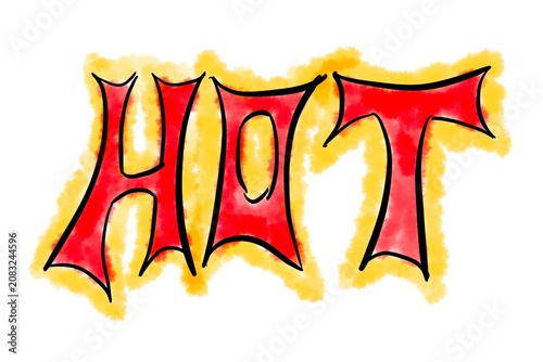 HOT Schriftzug in dekorativer Typografie